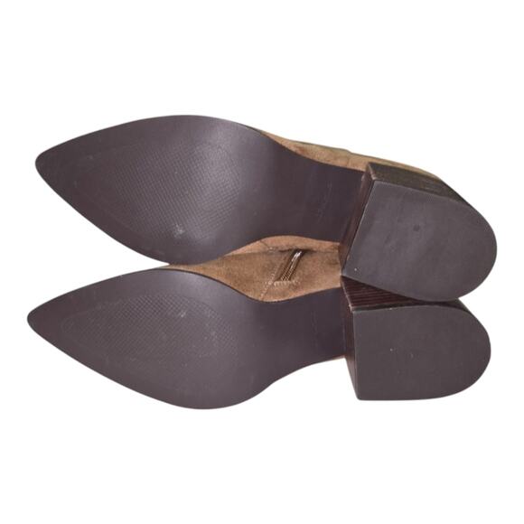 Linea Paolo Women's Sadie Suede Pointed Block Heeled Booties‎ Tan Size 10 M New - Picture 5 of 8